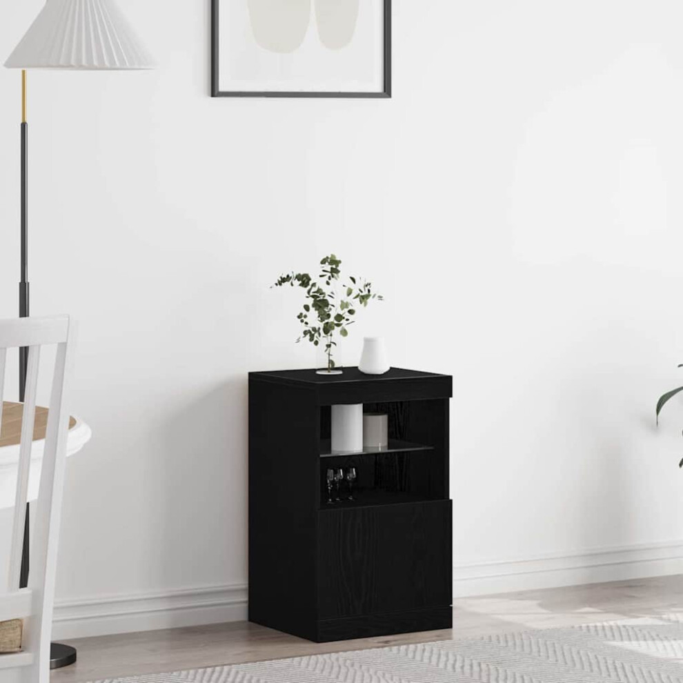 Vidaxl Led Sideboard Oak 41 X 37 X 67 Cm Engineered Wood Black