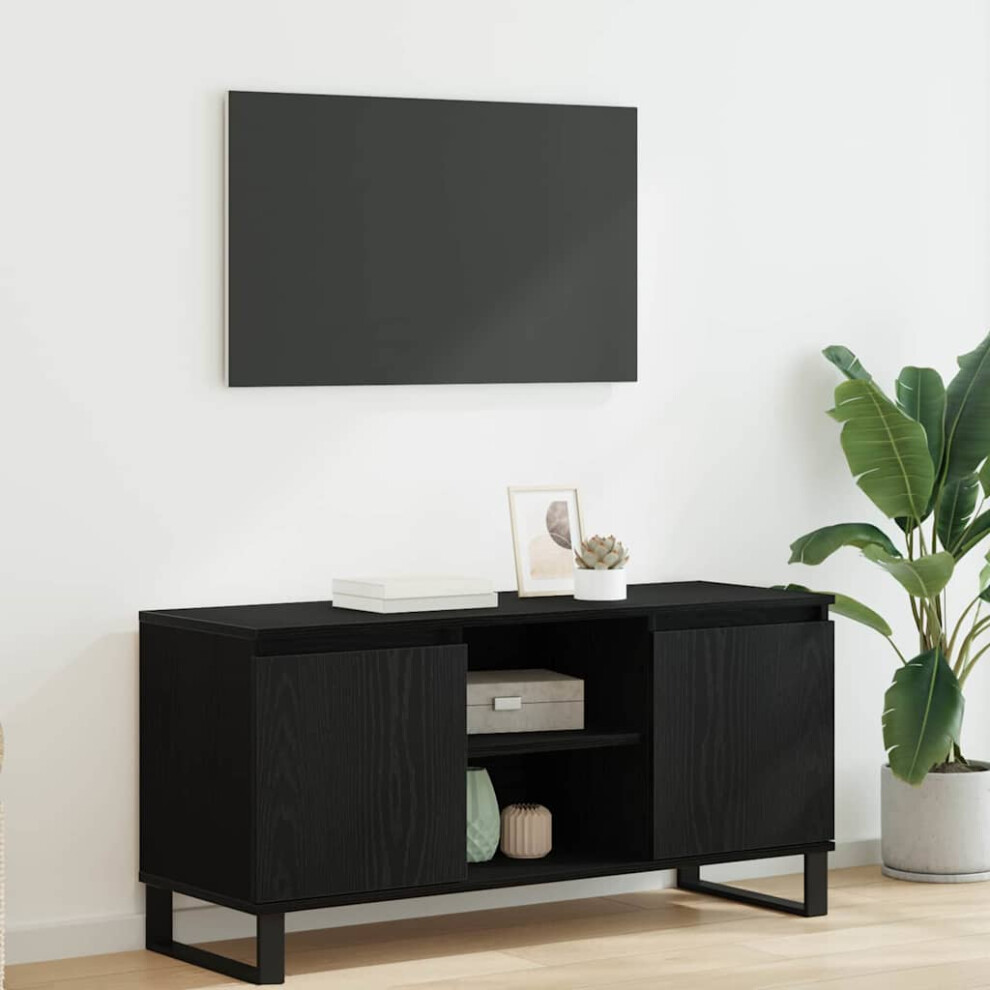 Vidaxl Tv Cabinet Oak 104 X 35 X 50 Cm Engineered Wood Black