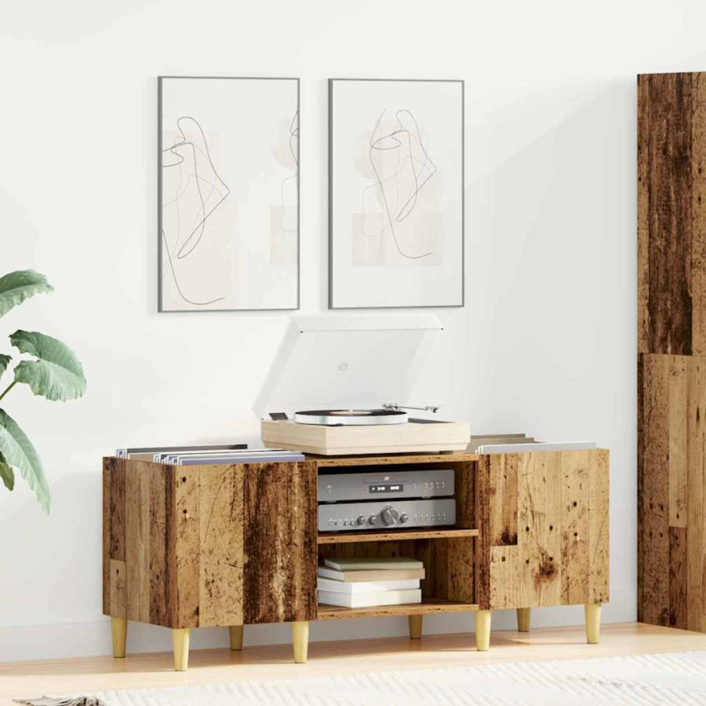 Vidaxl Record Cabinet Old Wood 121 X 38 X 48 Cm Engineered Wood