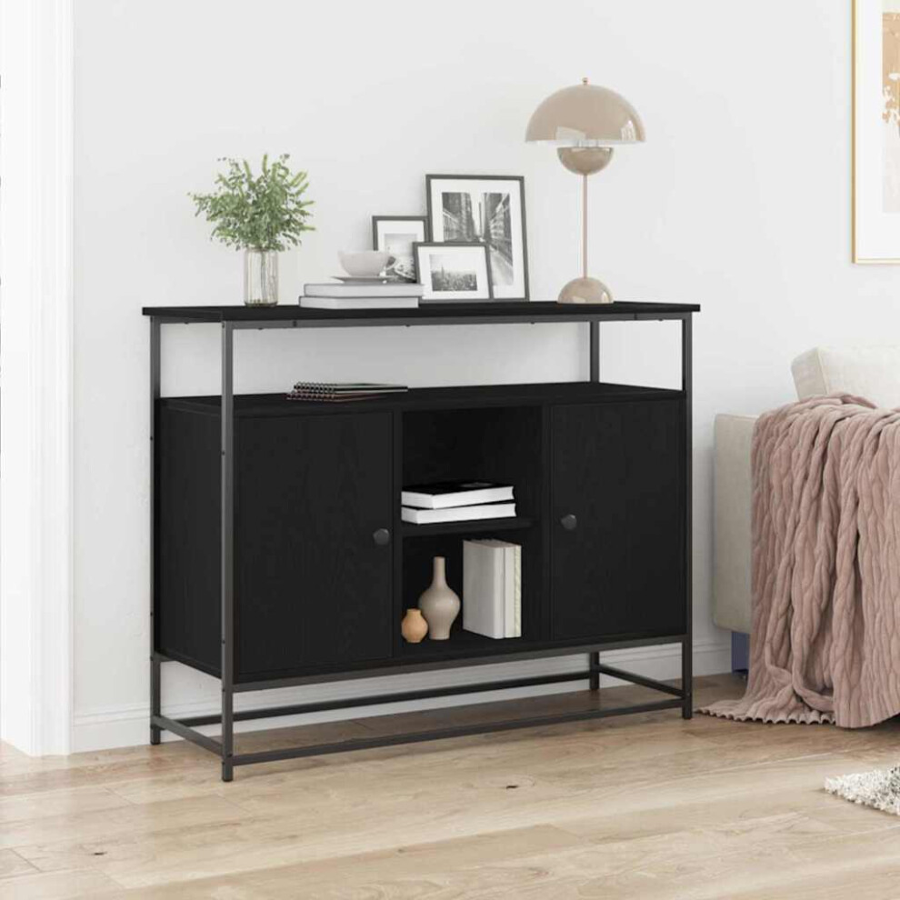 Vidaxl Sideboard Black Oak 100 X 35 X 80 Cm Engineered Wood