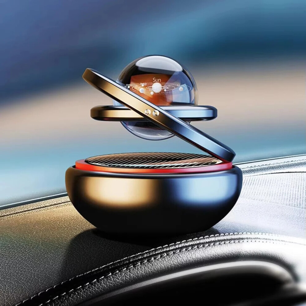 Photos - Car Air Freshener Solar Powered Rotating Car Aromatherapy Double Ring Suspended Crystal Ball Air Freshener (Black & Red)
