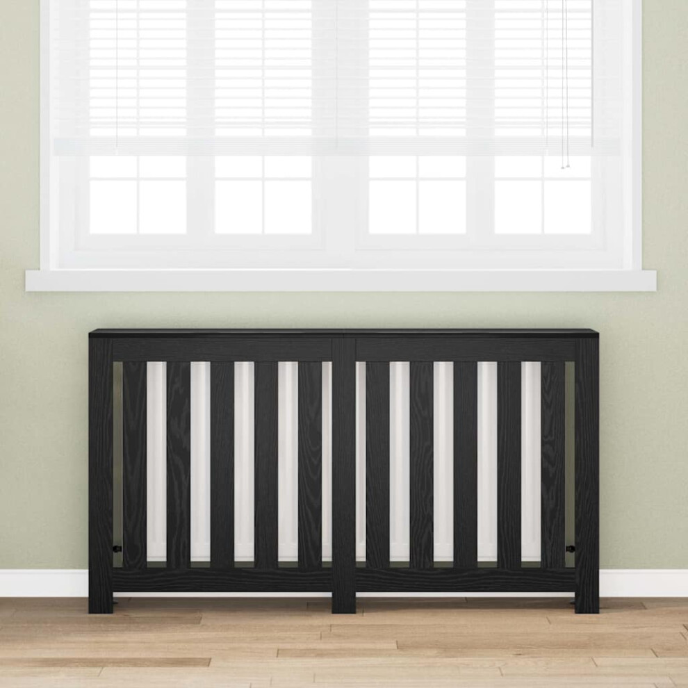 Vidaxl Radiator Cover Black Oak 149 X 20 X 82 Cm Engineered Wood