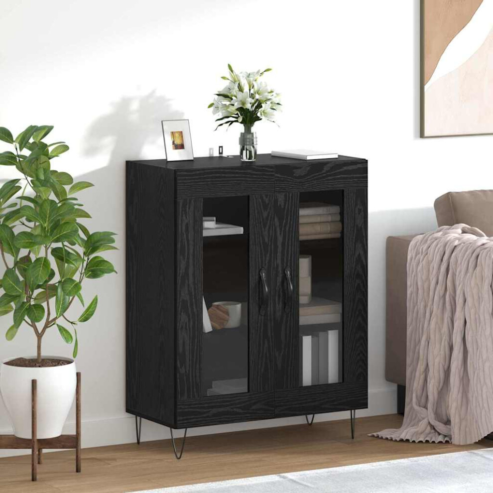Vidaxl Sideboard Oak 69.5 X 34 X 90 Cm Engineered Wood Black