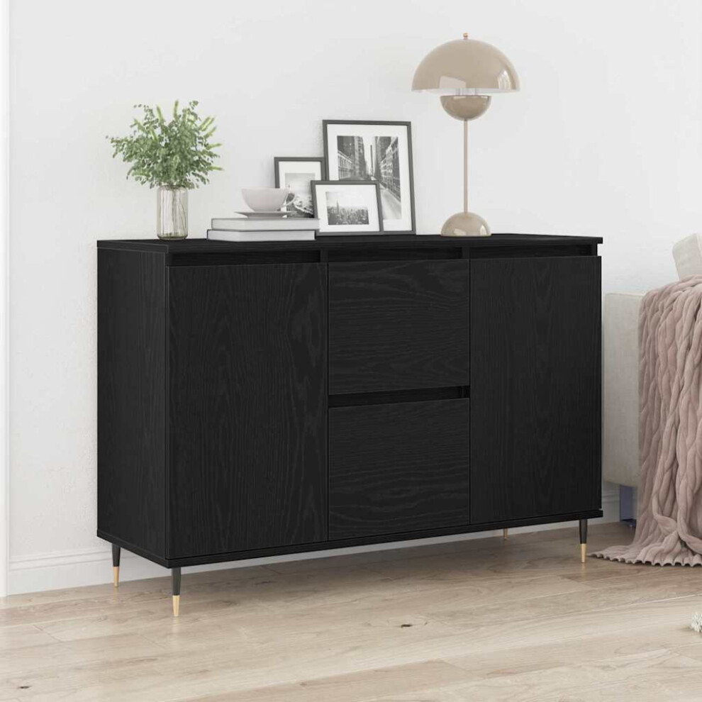 Vidaxl Sideboard Oak 101.5 X 35 X 70 Cm Engineered Wood Black
