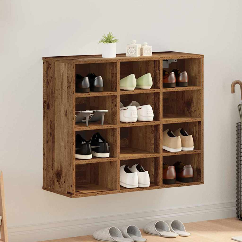 Vidaxl Shoe Cabinet Old Wood 77.5 X 30 X 67 Cm Engineered Wood