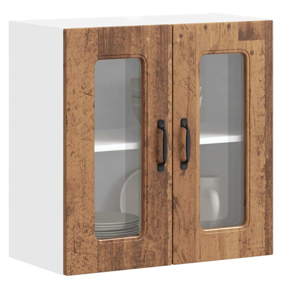 Vidaxl Kitchen Wall Cabinet With Glass Door Kalmar Old Wood Engineered Wood