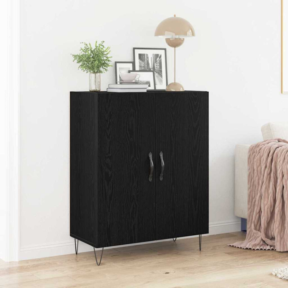 Vidaxl Sideboard Oak 69.5 X 34 X 90 Cm Engineered Wood Black