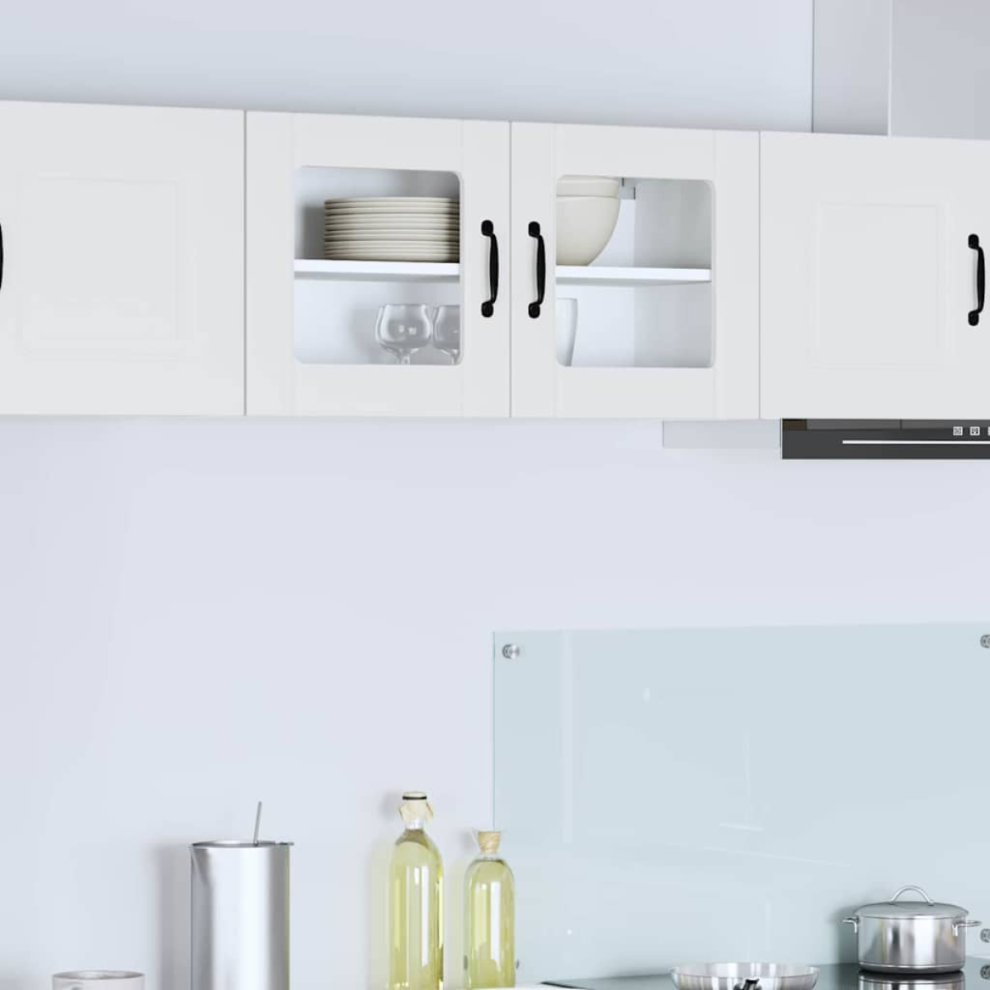 vidaXL Wall Glass Cabinet LUCCA White 80 x 31 x 40 cm Engineered Wood - Image 3