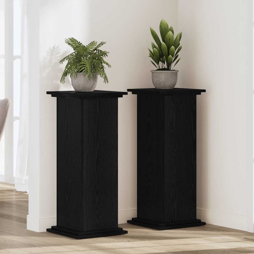 Vidaxl Plant Stand Black Oak 33 X 33 X 100 Cm Engineered Wood