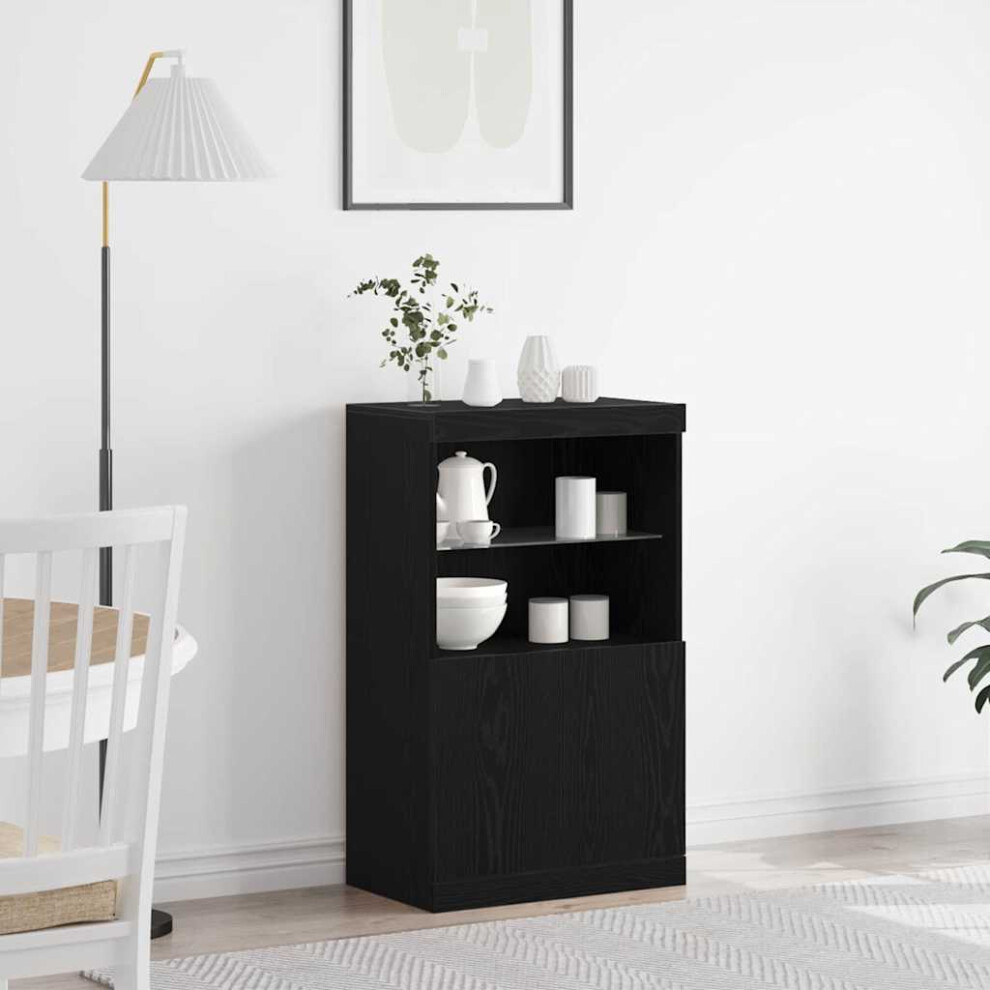 Vidaxl Led Sideboard Black 60 X 37 X 100 Cm Engineered Wood