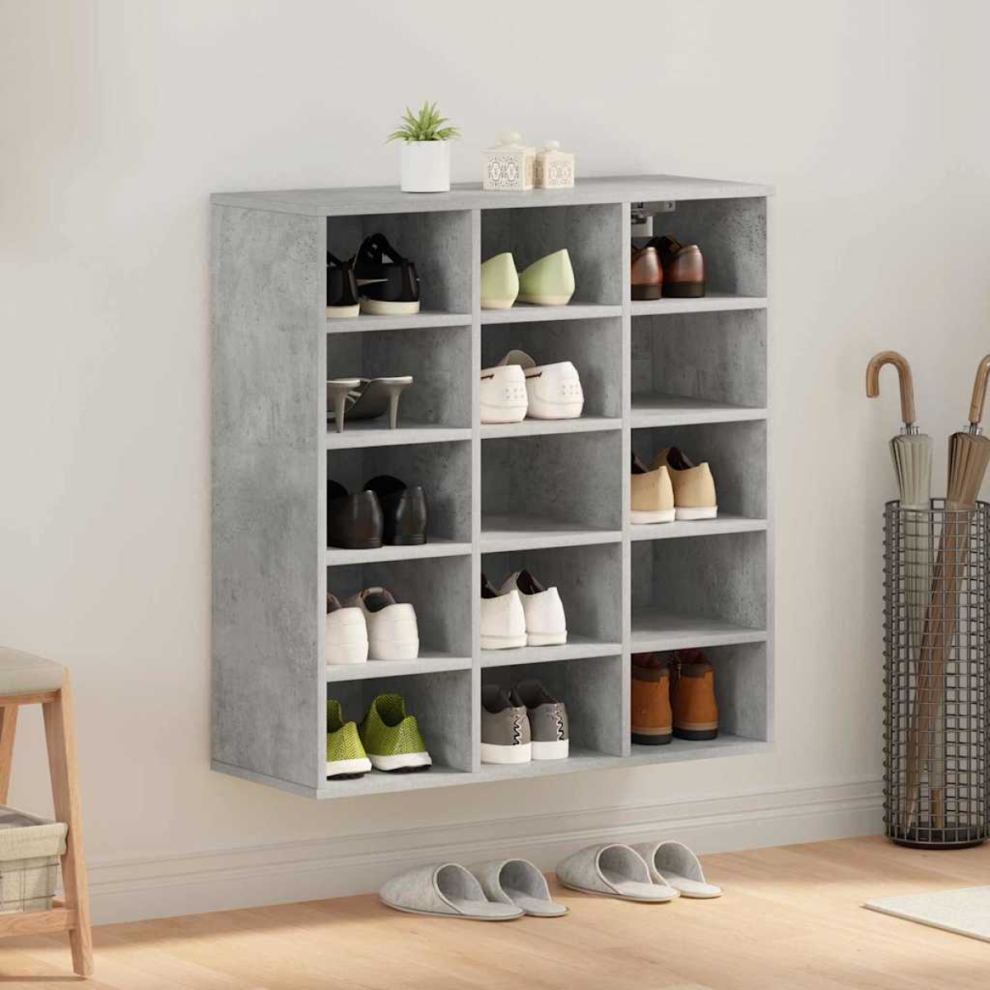 Vidaxl Shoe Cabinet Concrete 77.5 X 30 X 83.5 Cm Engineered Wood Grey
