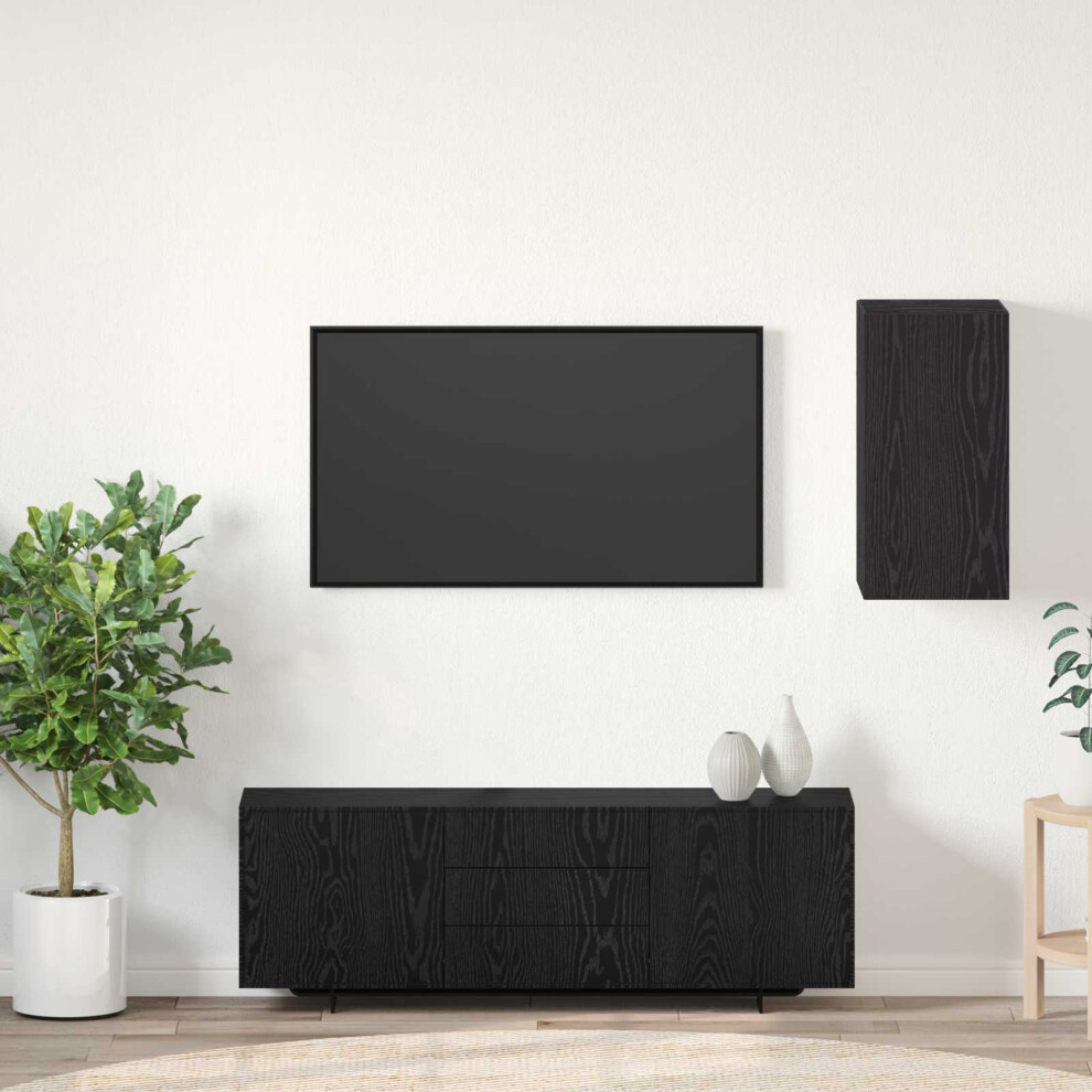 Vidaxl Wall Tv Cabinet Black Oak 30.5 X 30 X 60 Cm Engineered Wood