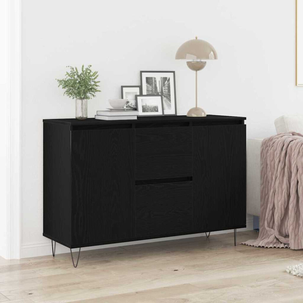 Vidaxl Sideboard Oak 101.5 X 35 X 70 Cm Engineered Wood Black