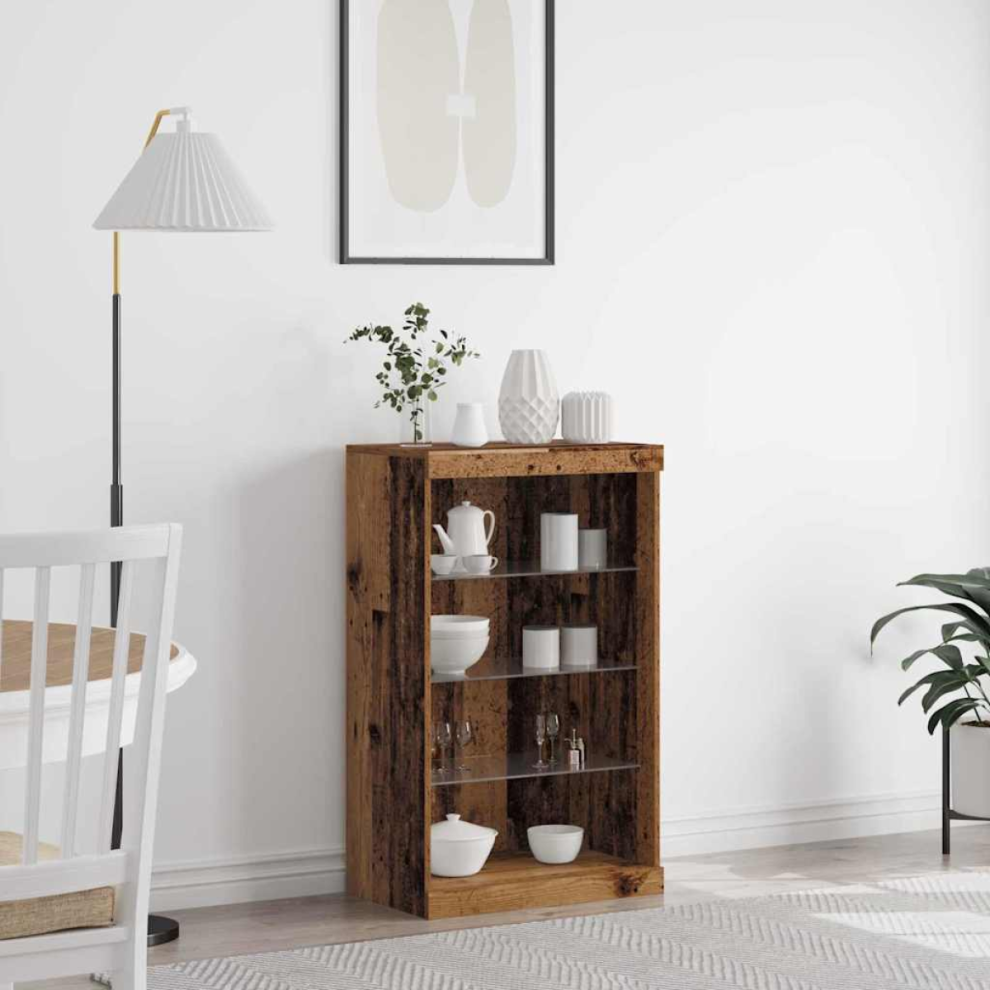 Vidaxl Led Sideboard Old Wood 60.5 X 37 X 100 Cm Engineered Wood
