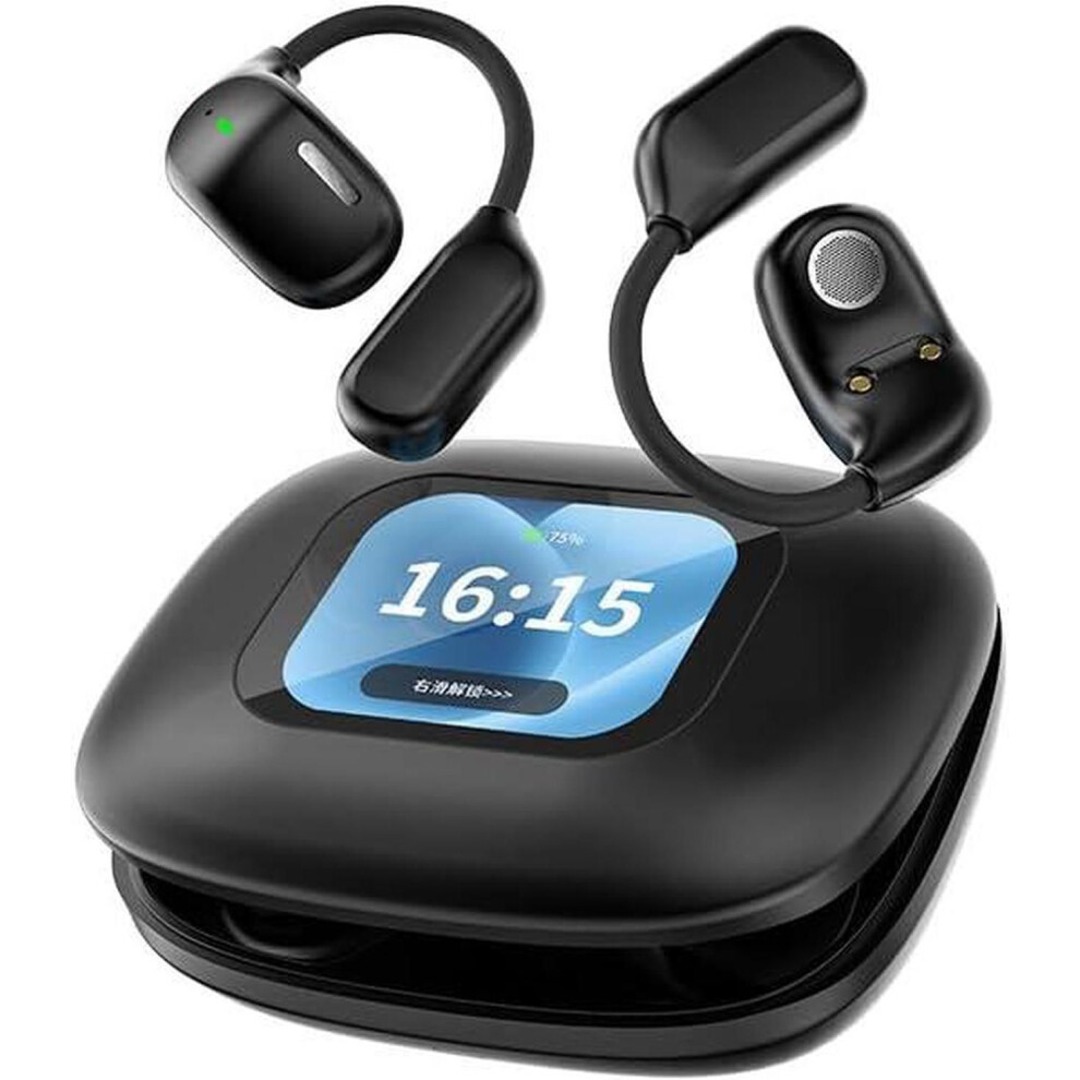 Open Ear Headphones With Touch Screen Air Conduction Earphone Wireless Bluetooth 5.4 Open Ear Headphones With Noise Cancellation, Earbuds With Earhook 609808355222