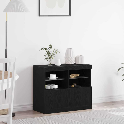 VidaXL vidaXL LED Sideboard Black 81 x 37 x 66.5 cm Engineered Wood