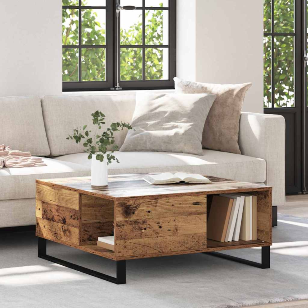 Vidaxl Coffee Table Old Wood 80 X 80 X 36.5 Cm Engineered Wood Brown