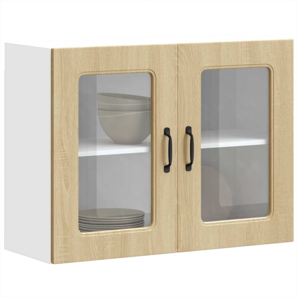 Vidaxl Kitchen Wall Cabinet With Glass Door Kalmar Sonoma Oak Engineered Wood