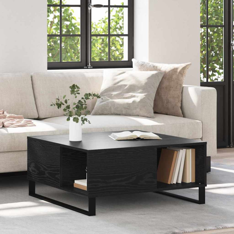 Vidaxl Coffee Table Black Oak 80 X 80 X 36.5 Cm Engineered Wood Black,Brown