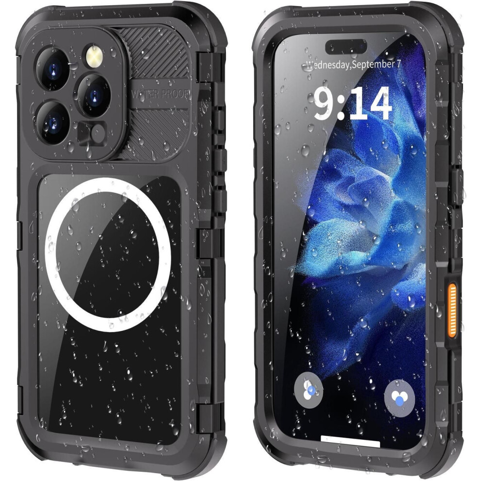 Iphone 16 Pro 6.3 Inch Waterproof Case Compatible With Magsafe, Magnetic Waterproof Metal Full Body Ip68 Underwater Case Built-In Screen Protector Mil 609808388459