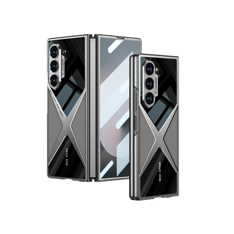 Gkk Integrated Electroplated Leather Supersonic Phone Case Compatible Gift Samsung Galaxy Z Fold6 (Cold Mountain ):For Samsung Galaxy Z Fold6 Gray 4183600162104