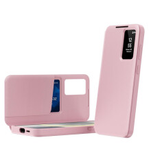 Leren Hoesje, Geschikt Als Cadeau Voor Samsung Galaxy A57 5G, Met Smart Window En Simkaartsleuf (Roze): Voor Samsung Galaxy A57 5G