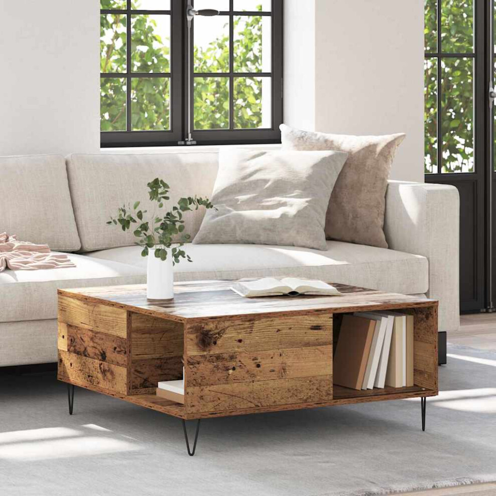 Vidaxl Coffee Table Old Wood 80 X 80 X 36.5 Cm Engineered Wood Brown