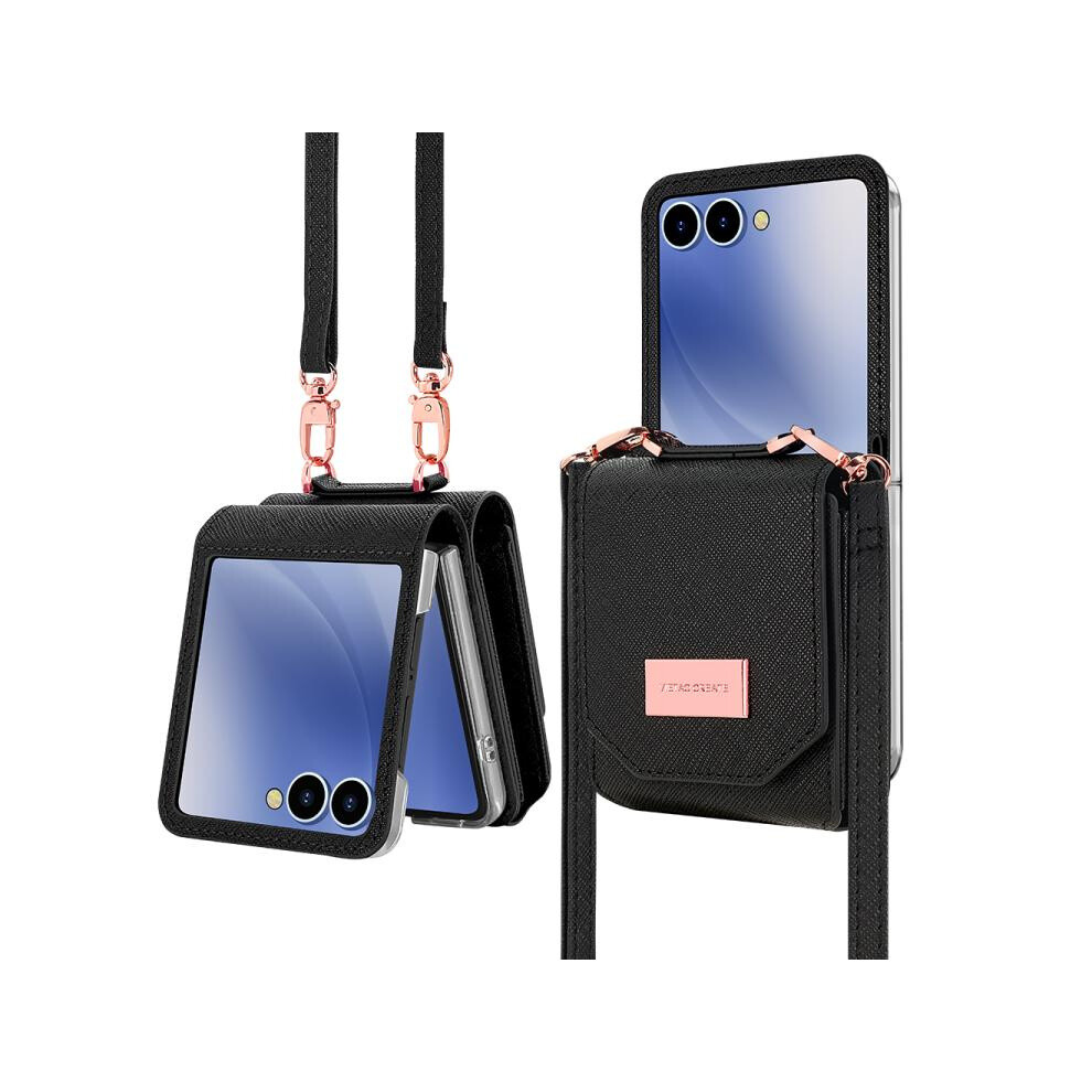 Vietao Portable Accordion Wallet Phone Case Compatible Gift Samsung Galaxy Z Flip7 5G (Black):For Samsung Galaxy Z Flip7 5G Black 4183600162128
