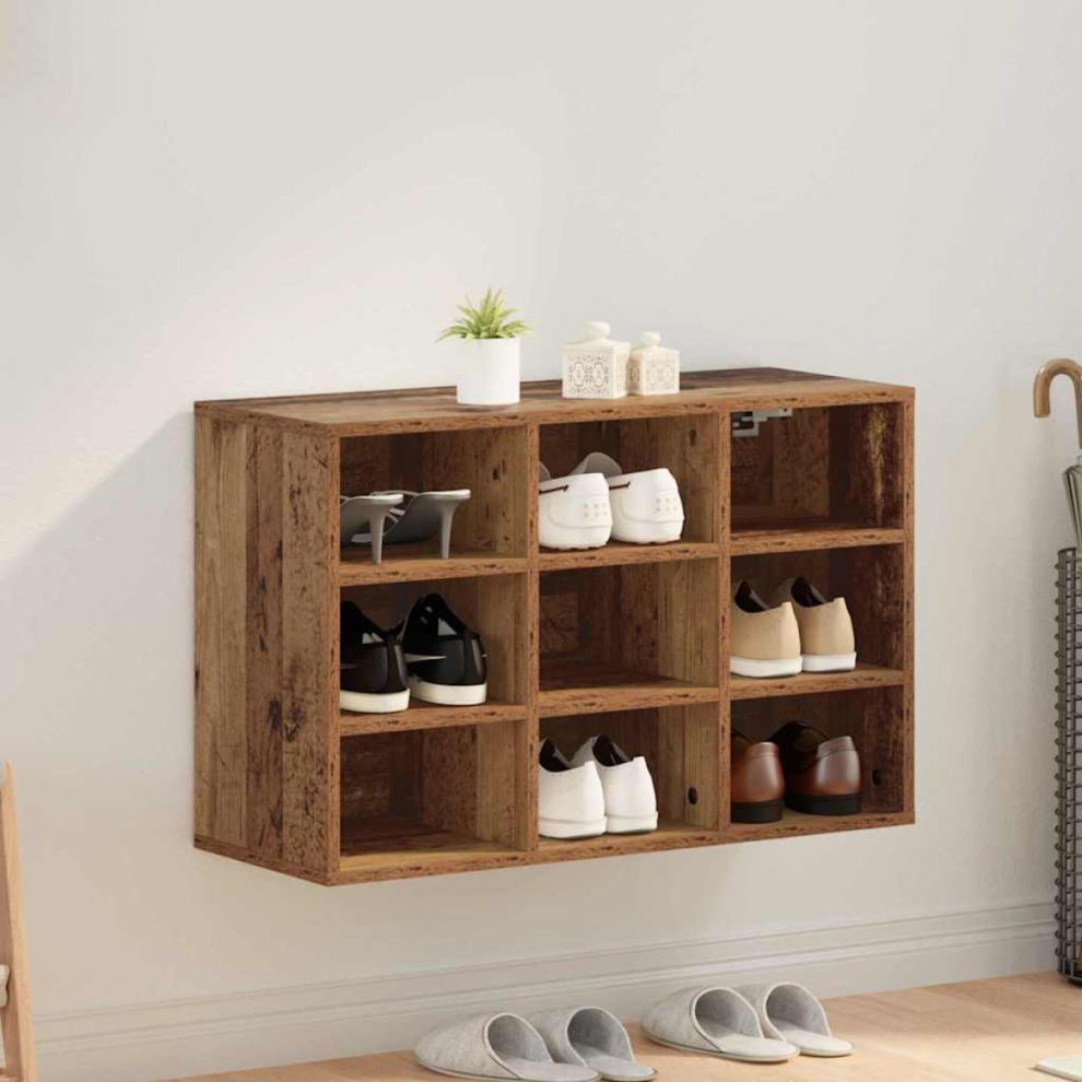 Vidaxl Shoe Cabinet Old Wood 77.5 X 30 X 51 Cm Engineered Wood