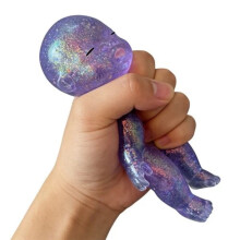 (Blue) Sugar Squishy Glitter Baby Doll Sensory Squeeze Toy Fidget Doll Stress Relief