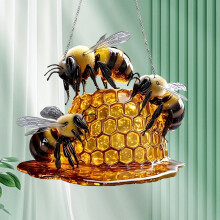 Honeycomb Acrylic Pendant 8in Beehive Design