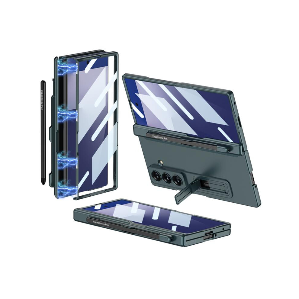 Gkk Integrated Magnetic Folding Phone Case With Pen Slot Compatible Gift Samsung Galaxy Z Fold7 5G (Kongshan ):For Samsung Galaxy Z Fold7 5G Green 4106343414378