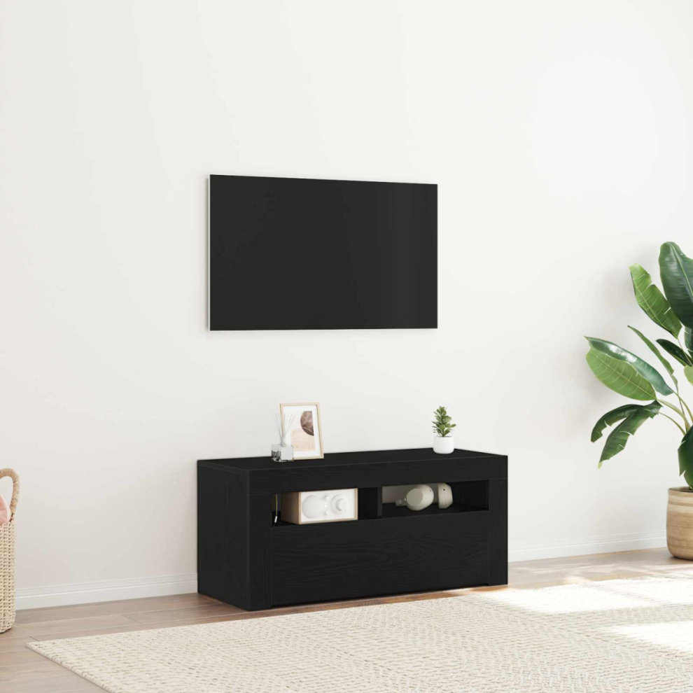 Vidaxl Tv Cabinet Black Oak 90 X 35 X 40 Cm Engineered Wood