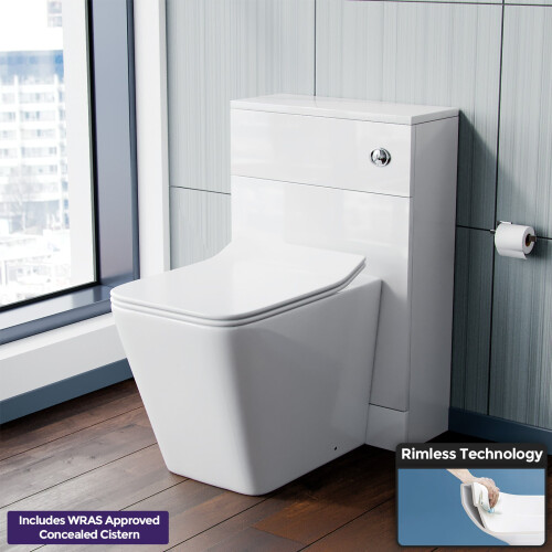 NES Home Elora Back To Wall Toilet Pan With Concealed Cistern WC Unit Set 2