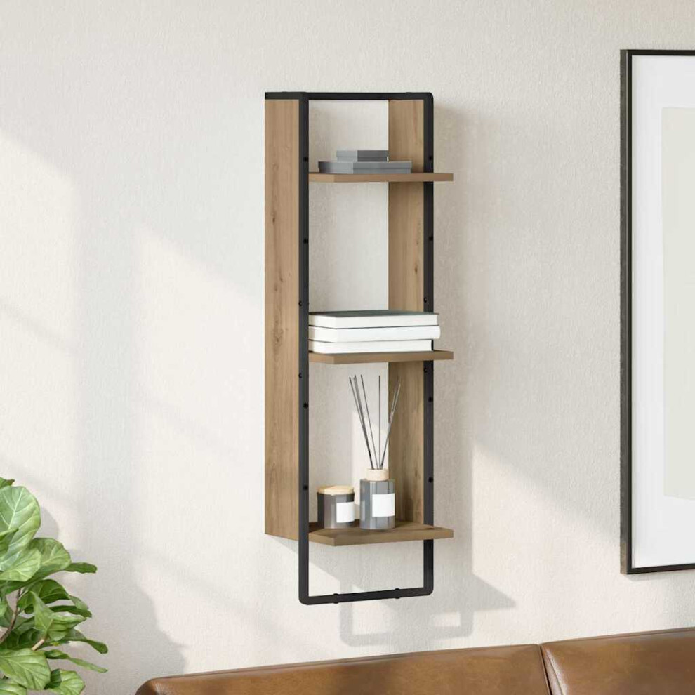 vidaXL - Wall Shelf - 3 Shelf - Oak - Artisan - Image 2