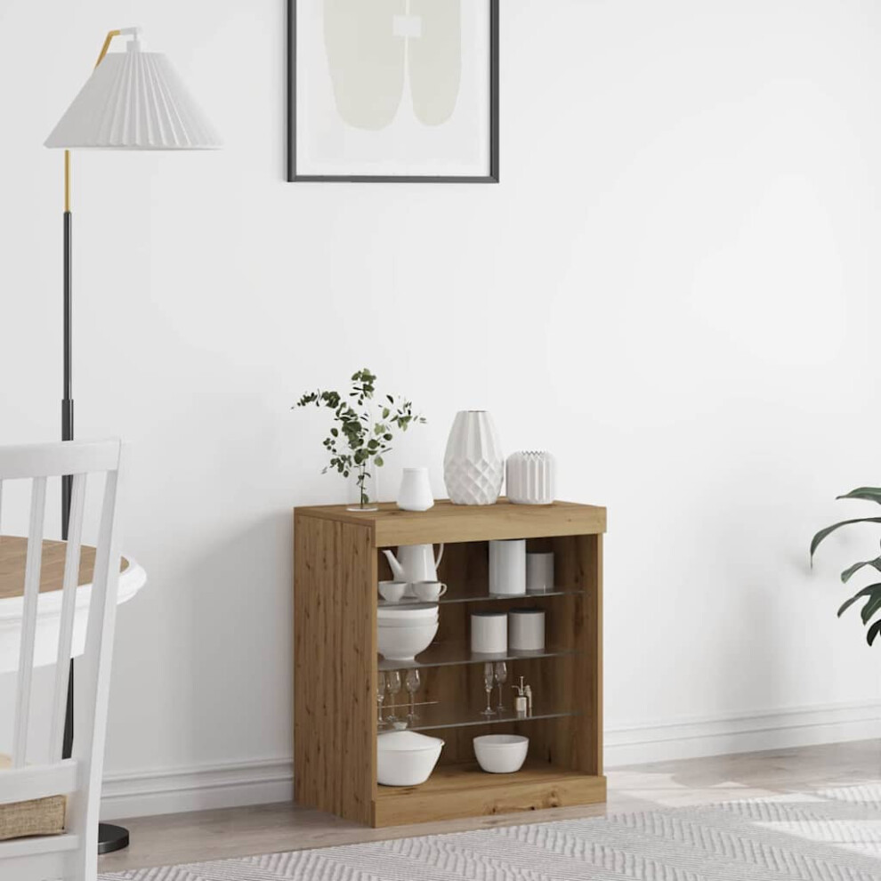 Vidaxl Led Sideboard Artisan Oak 60.5 X 37 X 67 Cm Engineered Wood