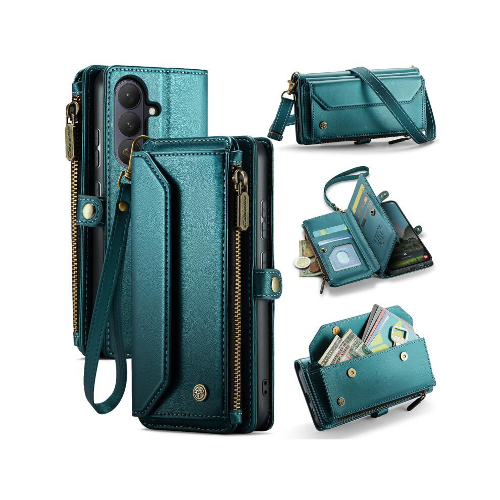 Compatible Gift Samsung Galaxy S26+ 5G Caseme C36 Card Slots Zipper Wallet Rfid Anti-Theft Leather Phone Case(Blue):For Samsung Galaxy S26+ 5G Blue 3298200243397