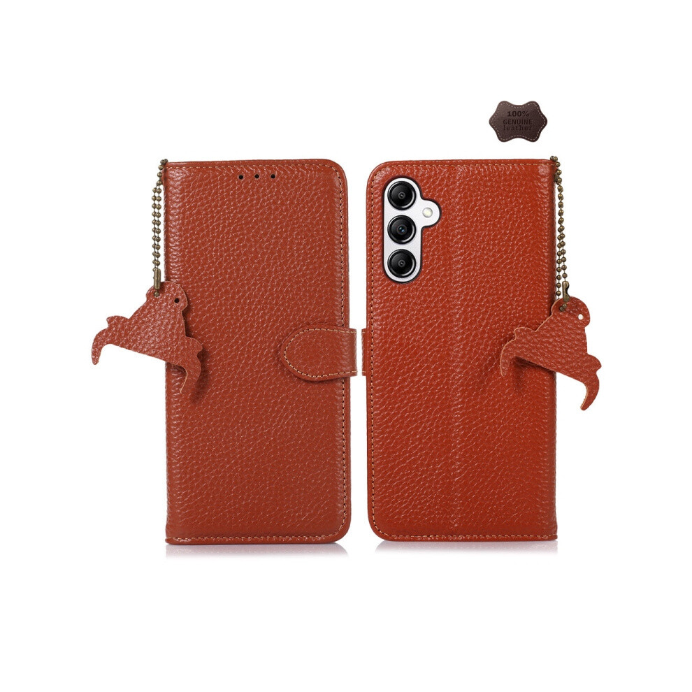 Genuine Leather Case With Lychee Texture And Rfid Anti-Theft Compatible Gift Samsung Galaxy A36 (Coffee Color):For Samsung Galaxy A36 Brown 3298200243694