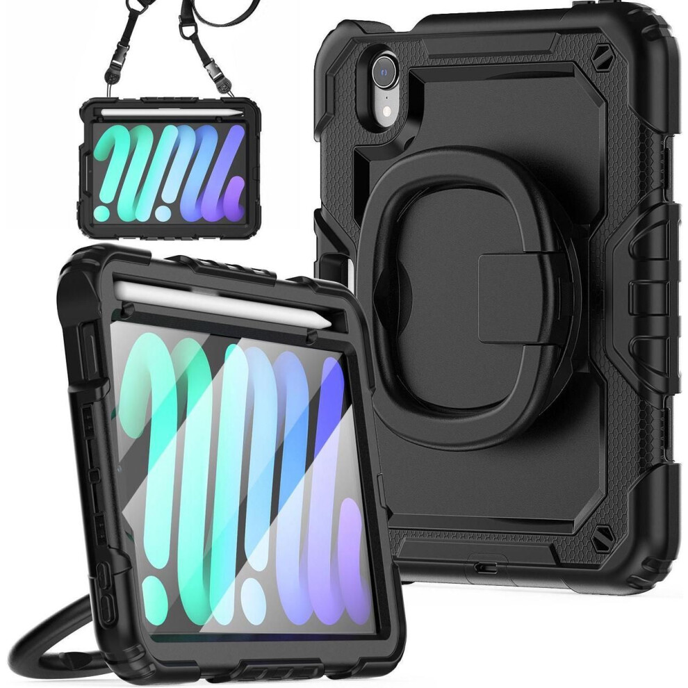 Case For Ipad Mini 7 (A17 Pro) 2024 / Ipad Mini 6 8.3'' With Screen Protector Pencil Holder [360 Rotating Hand Strap] &Stand, Drop-Proof Shockproof Co 609808351798