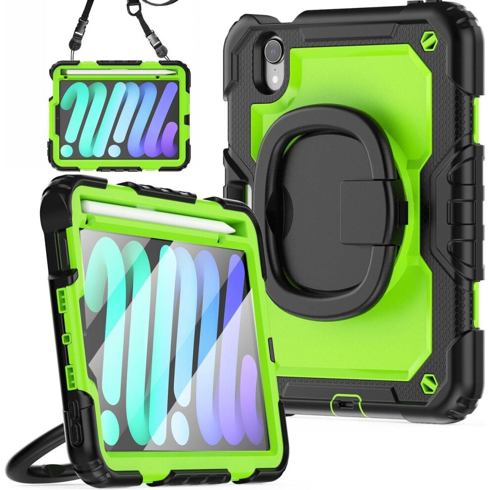 Case For Ipad Mini 7 (A17 Pro) 2024 / Ipad Mini 6 8.3'' With Screen Protector Pencil Holder [360 Rotating Hand Strap] &Stand, Drop-Proof Shockproof Co 609808351811