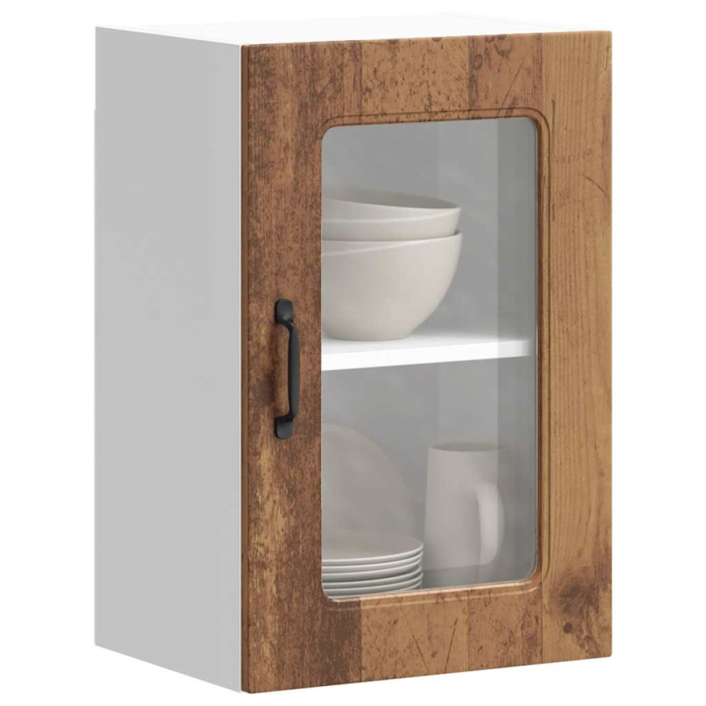 Vidaxl Kitchen Wall Cabinet With Glass Door Kalmar Old Wood Engineered Wood