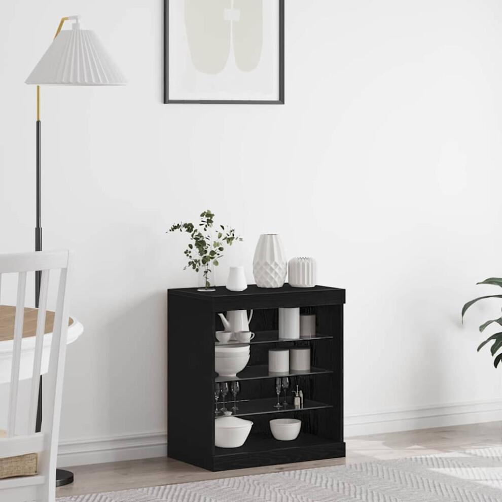 Vidaxl Led Sideboard Oak 60.5 X 37 X 67 Cm Engineered Wood Black