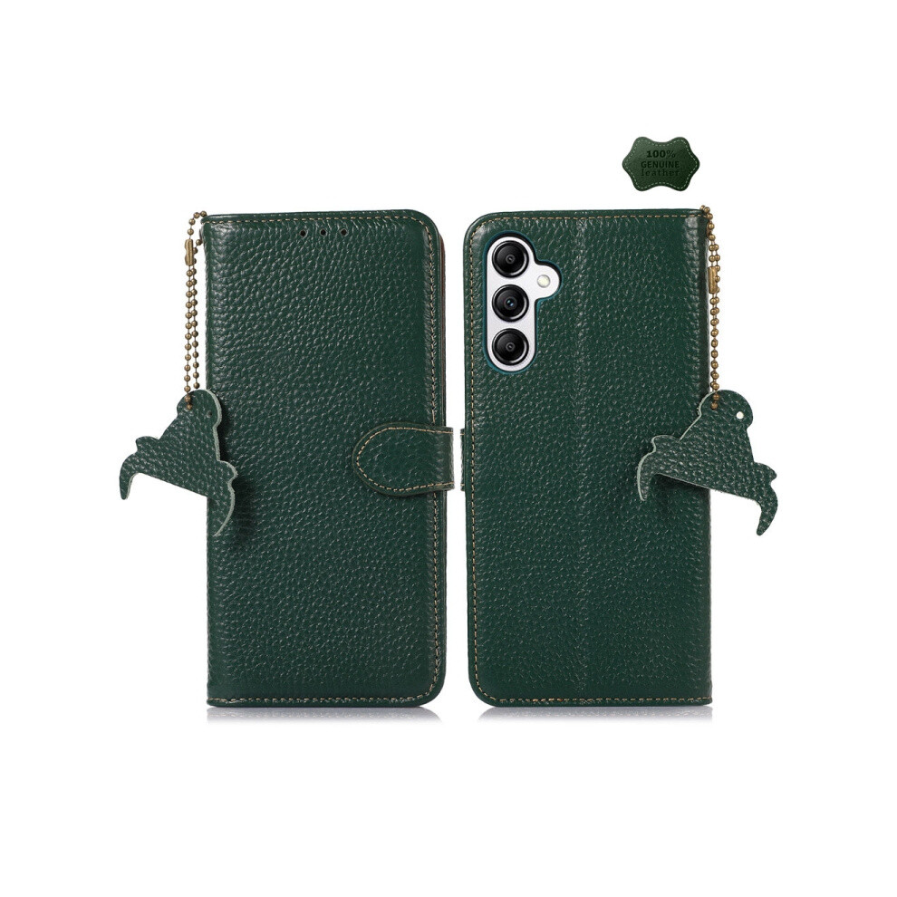Genuine Leather Case With Lychee Texture And Rfid Anti-Theft Compatible Gift Samsung Galaxy A36 (Green):For Samsung Galaxy A36 Green 3298200243687