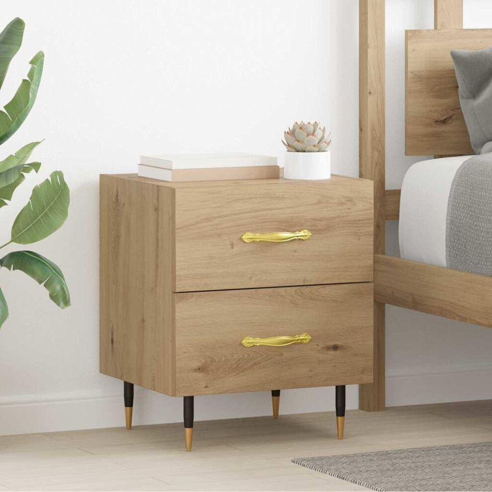 Vidaxl Bedside Cabinet With Drawer 2 Pcs Artisan Oak 40 X 35 X 47.5 Cm