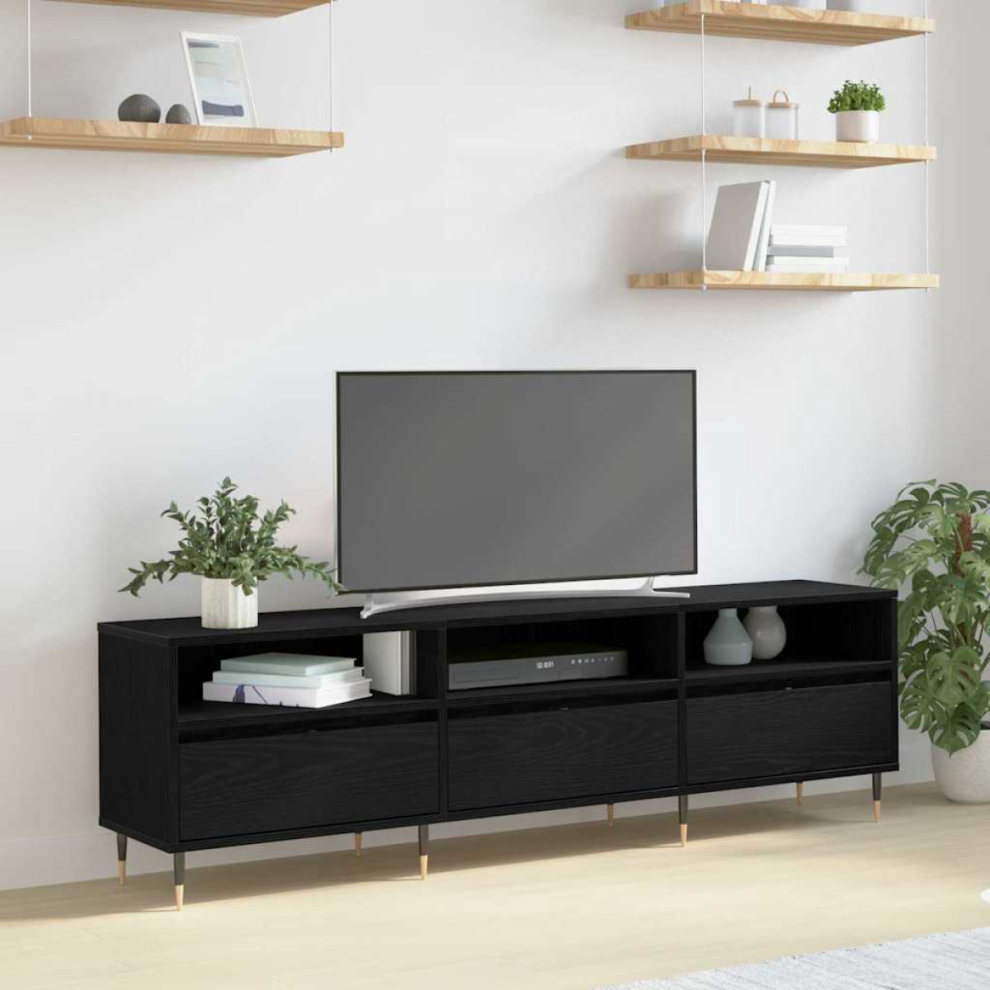 Vidaxl Tv Cabinet Black Oak 150 X 30 X 45 Cm Engineered Wood