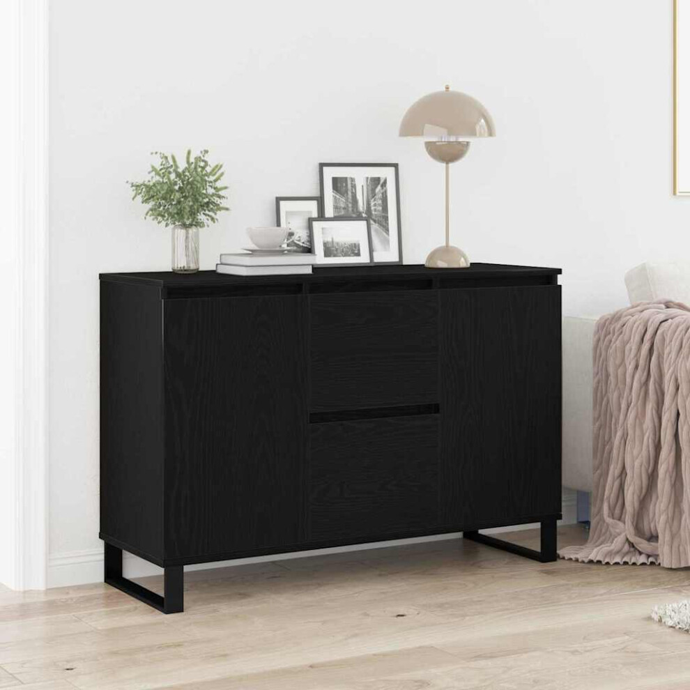 Vidaxl Sideboard Oak 101.5 X 35 X 70 Cm Engineered Wood Black