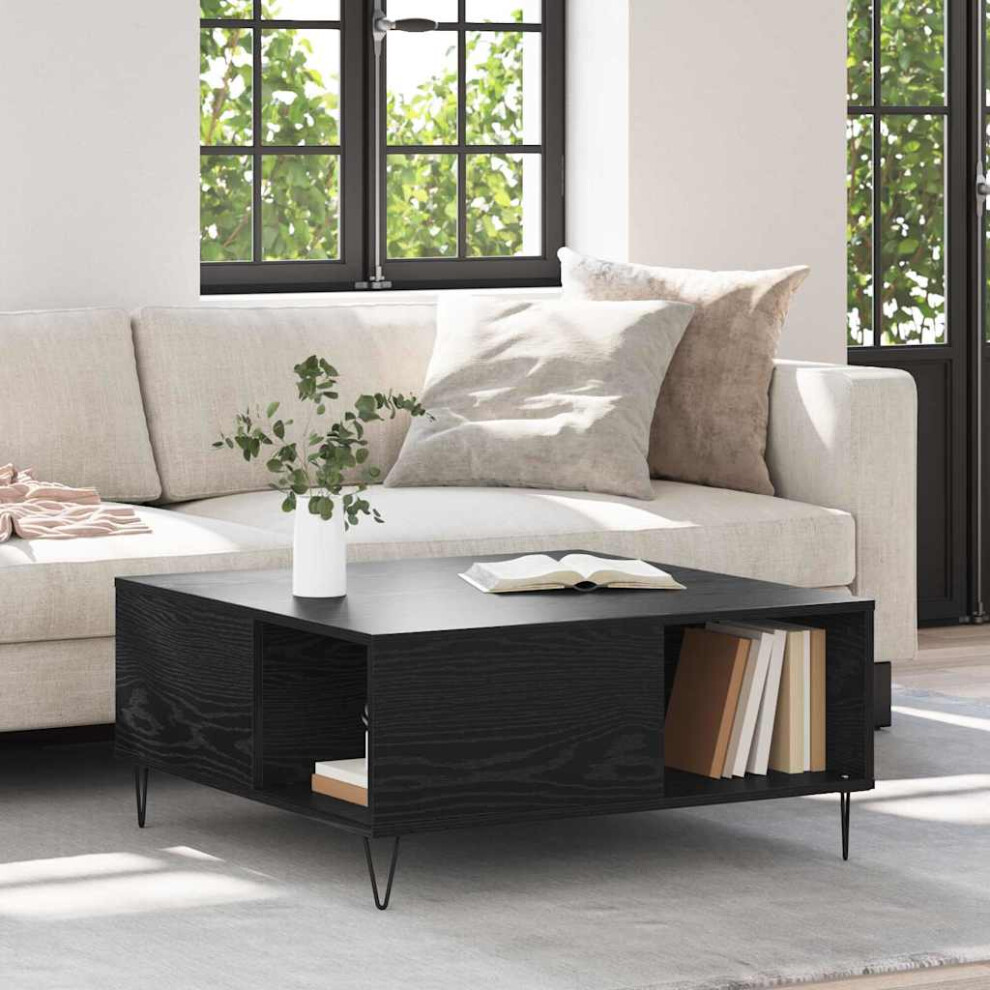 Vidaxl Coffee Table Black Oak 80 X 80 X 36.5 Cm Engineered Wood Black,Brown