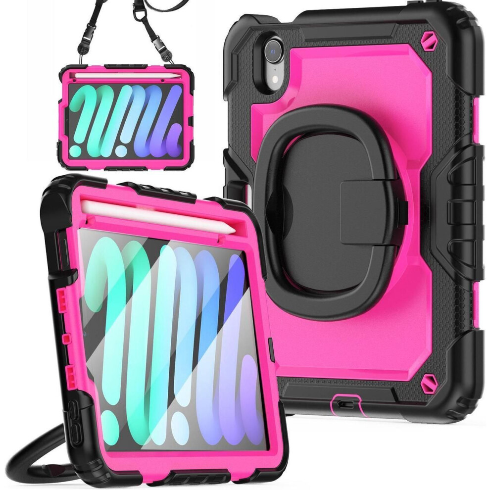 Case For Ipad Mini 7 (A17 Pro) 2024 / Ipad Mini 6 8.3'' With Screen Protector Pencil Holder [360 Rotating Hand Strap] &Stand, Drop-Proof Shockproof Co 609808351842