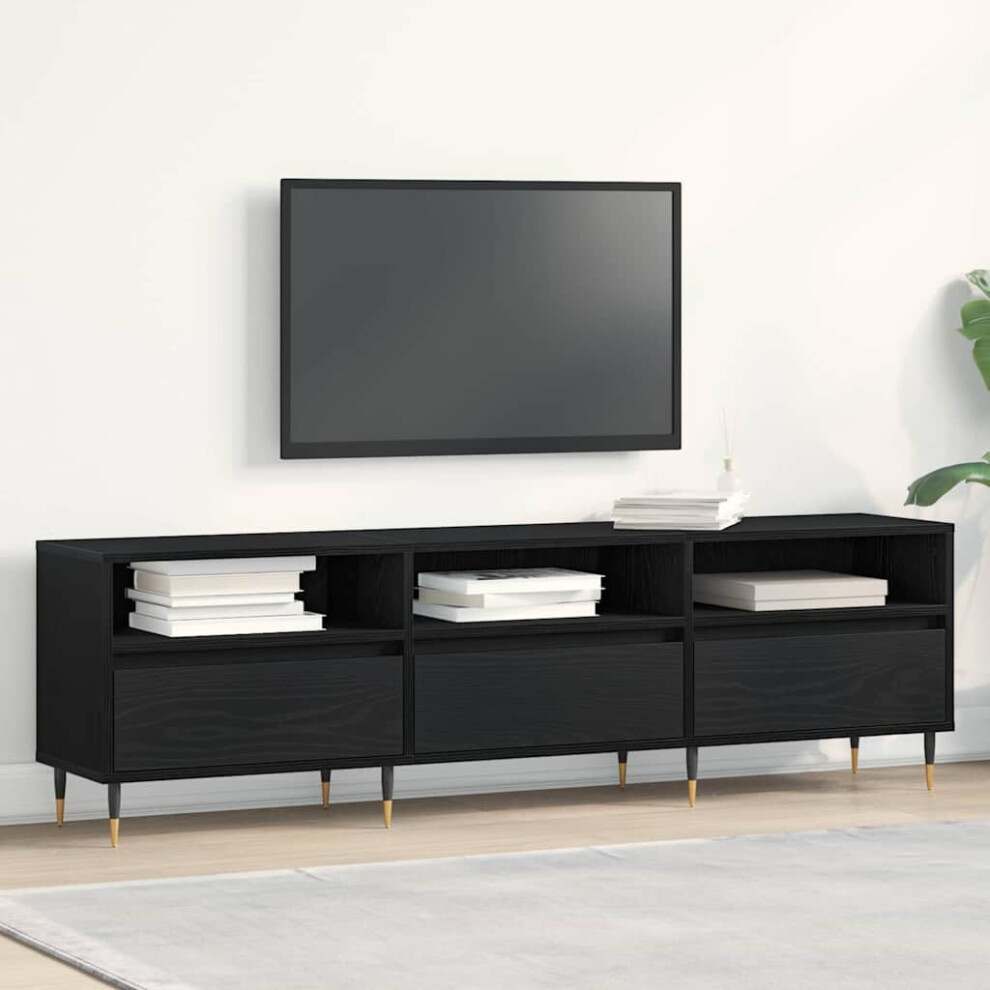 Vidaxl Tv Cabinet Oak 150 X 30 X 44.5 Cm Engineered Wood Black