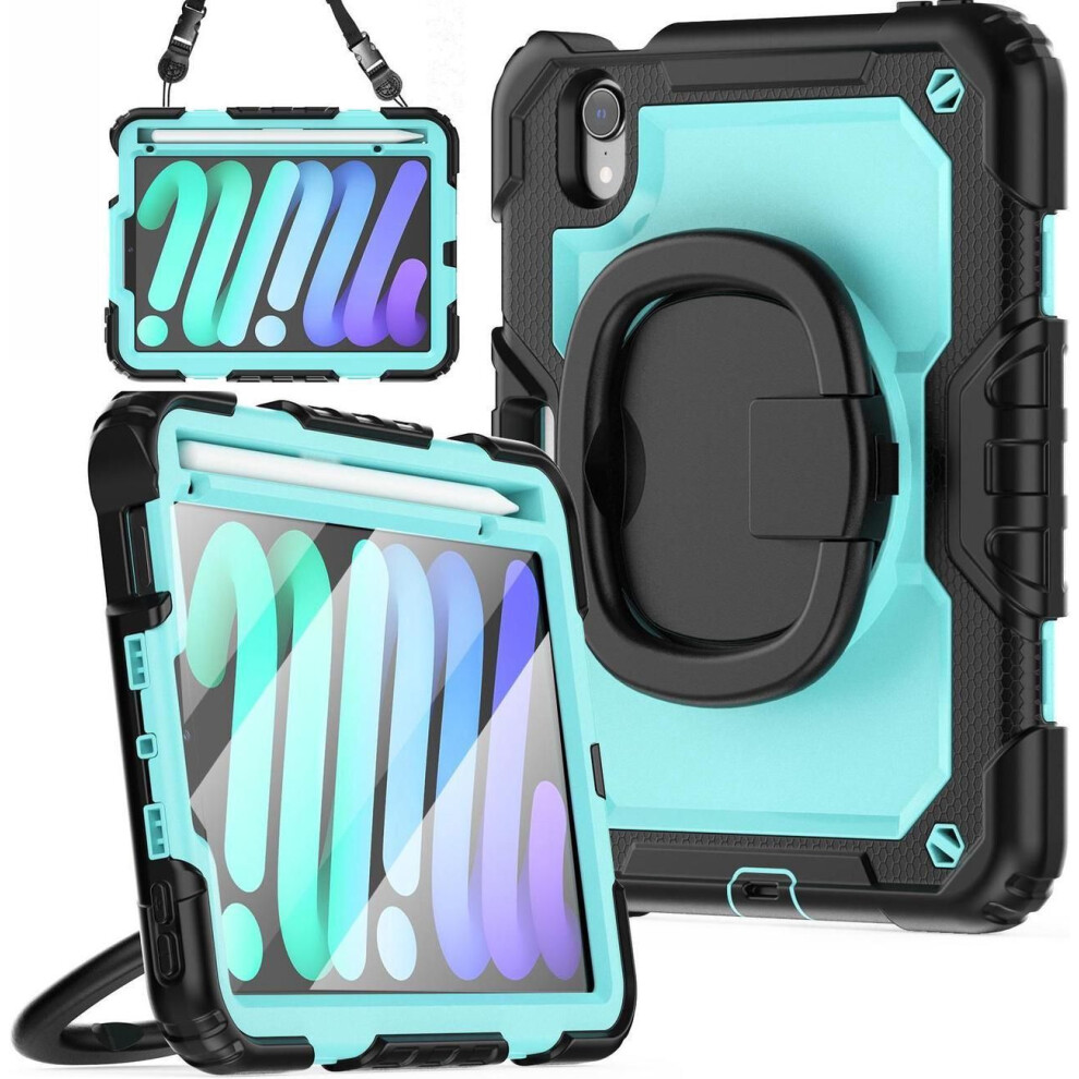 Case For Ipad Mini 7 (A17 Pro) 2024 / Ipad Mini 6 8.3'' With Screen Protector Pencil Holder [360 Rotating Hand Strap] &Stand, Drop-Proof Shockproof Co 609808351828